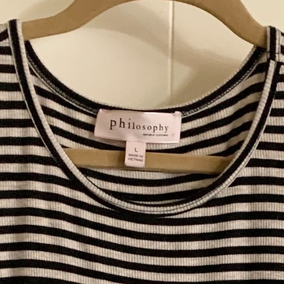 Philosophy Striped Cold Shoulder Long Sleeve Top Size Large - Picture 5 of 7
